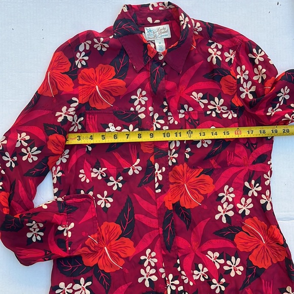 Vintage 🎈Lucky Brand Dale Hope floral Hawaiian silk M long sleeve shirt - Picture 5 of 8